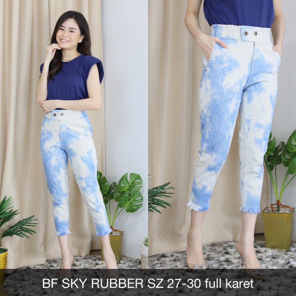 CELANA JEANS WANITA BF SKY RUBBER