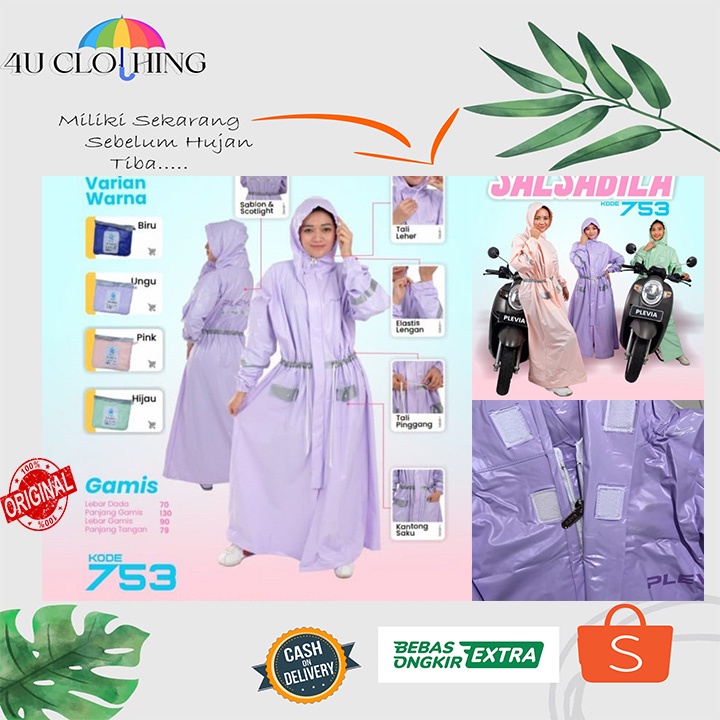 Jas hujan wanita gamis rok salsabila / mantel gamis polos / jas hujan muslim / jas hujan wanita dewasa / jas hujan terusan / jas hujan traveling / jas hujan muslim / baju muslim / jas hujan jubah / mantel rok / mantel wanita dewasa  PLEVIA - 753