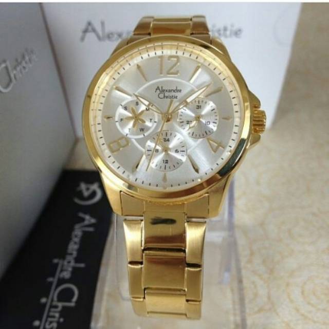 Jam Tangan Wanita Alexandre Christie AC 2506 Gold Original