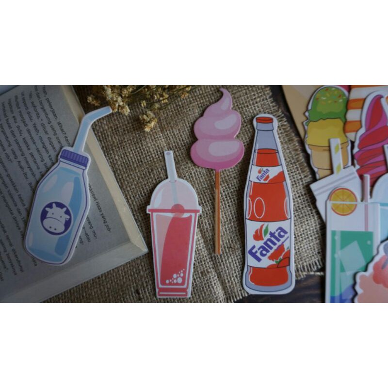 bookmark pembatas buku lucu edisi drinks minuman