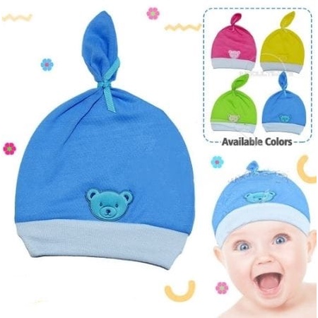 Topi Kuncir Bayi (0-6 Bulan) NEWBORN Topi Kupluk Bayi Baby Hat Topi Kelinci Bayi Baru lahir Laki Laki Topi Bayi Pelindung Kepala