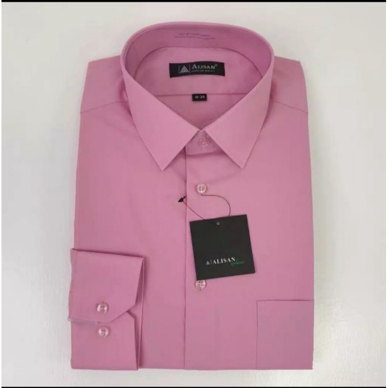Kemeja Alisan Pink Fanta / Fanta 1 Polos Lengan Panjang
