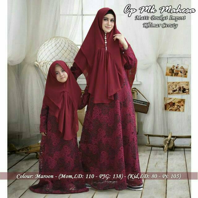 GAMIS SYARI JUMBO COUPLE IBU ANAK BRUKAT HELENA GOOD QUALITY  BUSANA MUSLIM MEWAH LEBARAN CANTIK