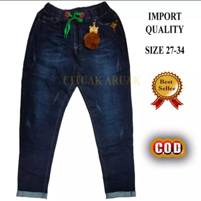 Celana JEANS WANITA IMPORT ANNORA PINGGANG KARET 2024 // CELANA JEANS GARMENT IMPORT - CELANA JEGGIN