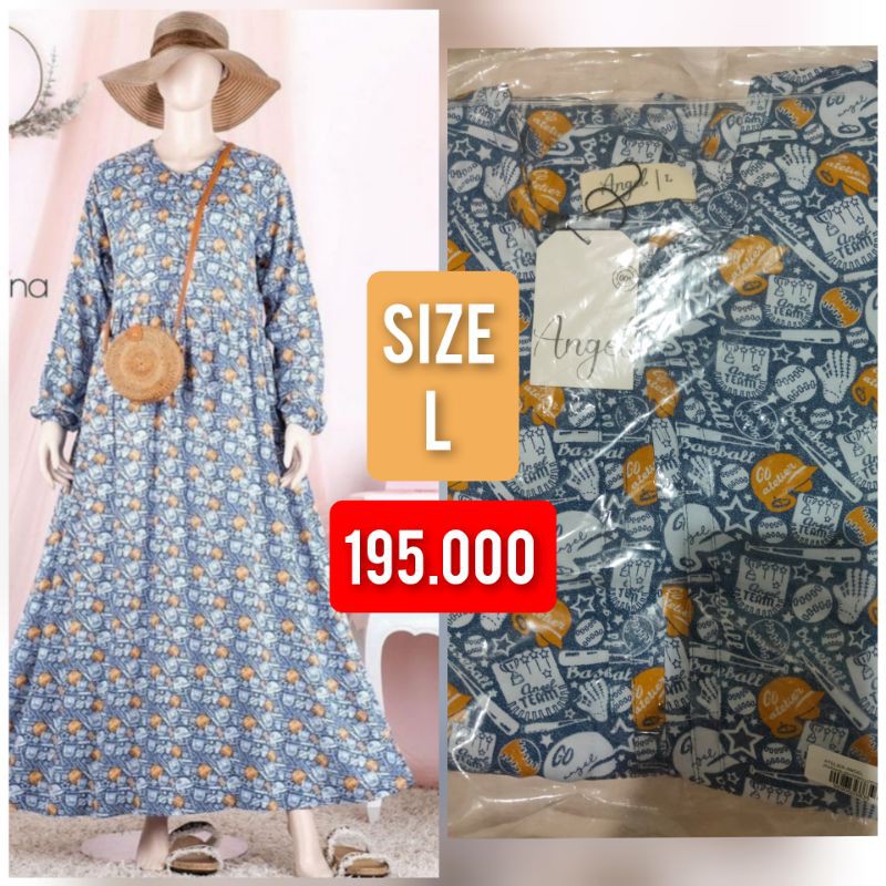 SARAH DRESS PARIS VISCOSE BASEBALL BASE BALL BLUE JEANS SIZE L BY ATELIER ANGELINA