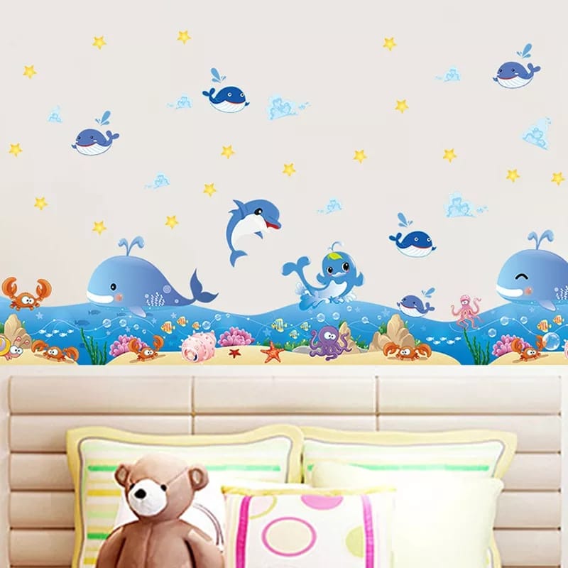 Wallsticker Dekorasi Dinding Tembok Dolphin Di Laut