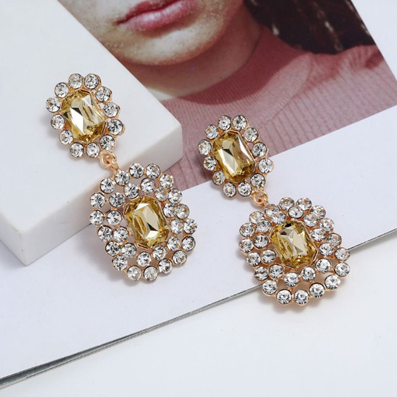 Anting Gantung Panjang Model Geometri Bahan Alloy Anti Karat Untuk Wanita