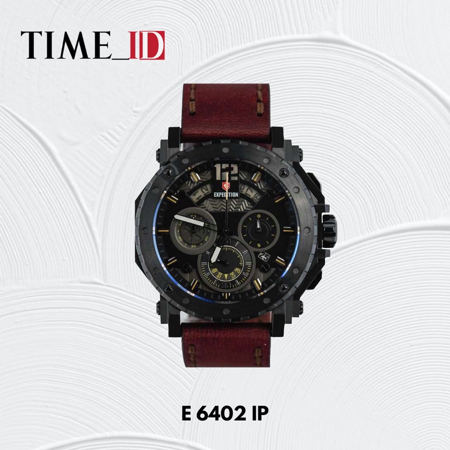 Jam Tangan Expedition E 6402 Leather BLACK BROWN PRIA