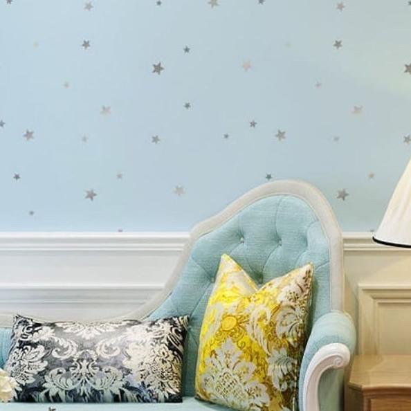 WALLPAPER DINDING Motif BINTANG STAR BIRU GREY HITAM PINK PUTIH