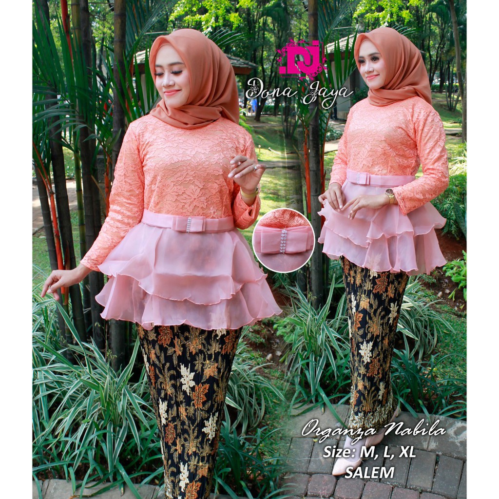 Set kebaya brukat kombinasi / kebaya brukat organza / brukat / organza / pakaian wanita /fashion