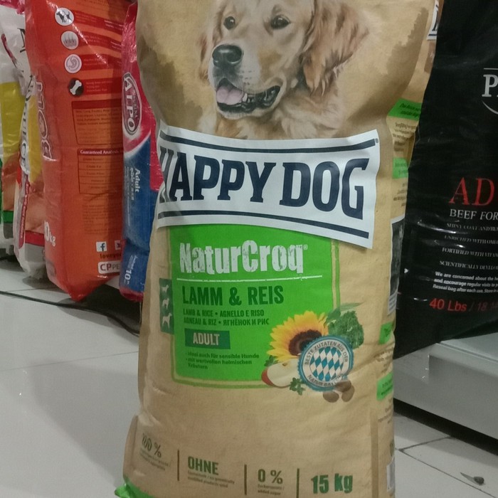 GRAB/GO-JEK Happy Dog Naturcroq Adult Lamb &amp; Rice Kemasan 15KG Dry Food