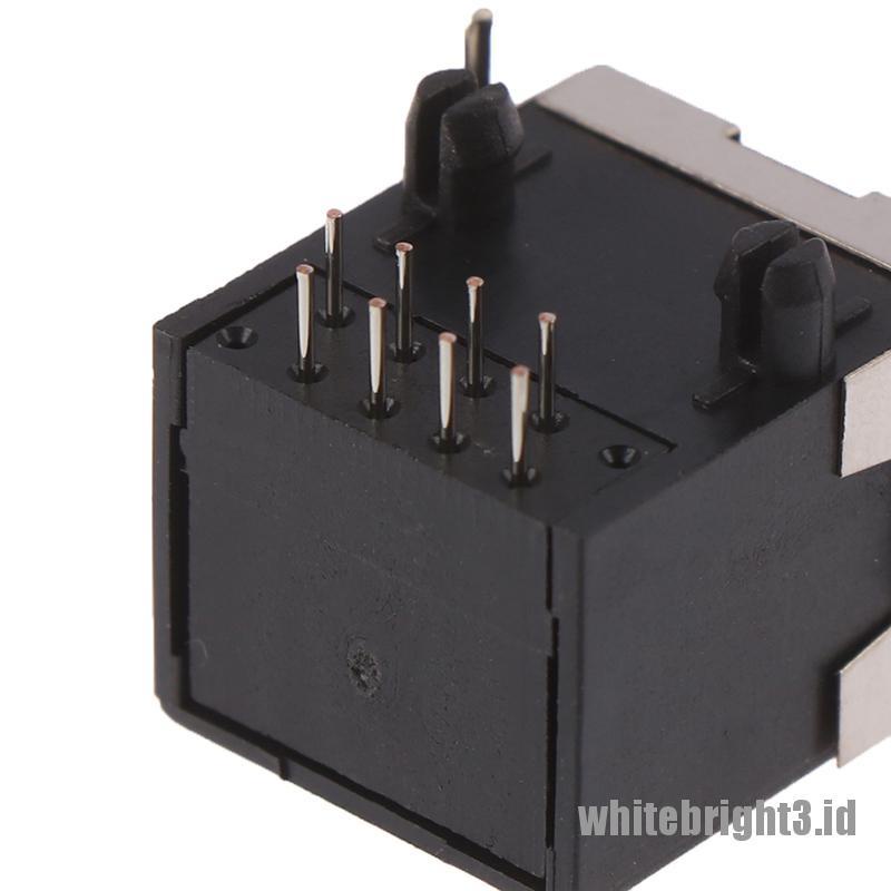 &lt; White3 &gt; 10PCS Konektor Jack Papan PCB Female Sudut Kanan 8 Pin RJ45 Bahan Metal