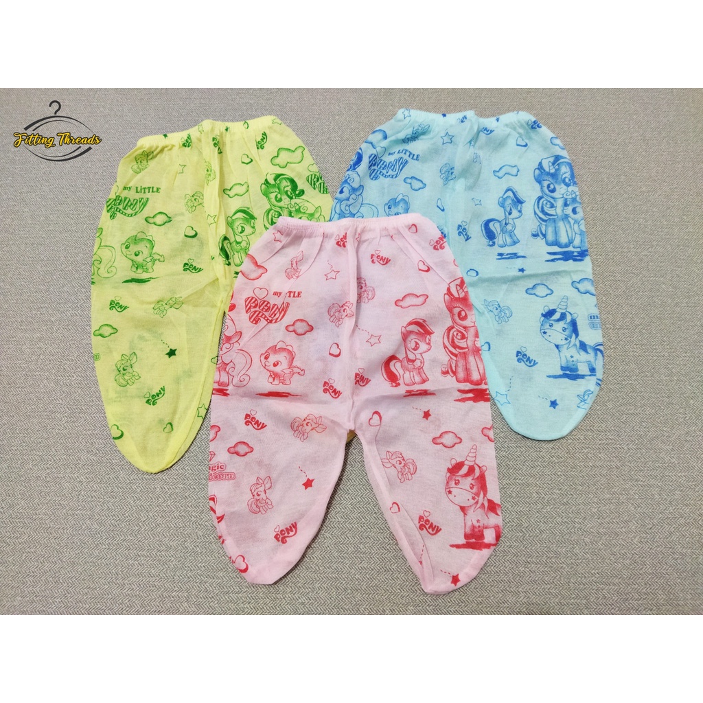 3 Pcs Celana Panjang Warna Anak Bayi Buka Tutup Kaki Newborn Motif Polkadot