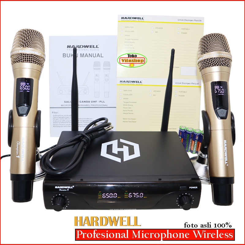 Microphone Wireless Hardwell Champion 1 Mic Werles Mik Wirles Original