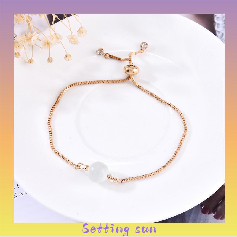 Korea Fashion Sederhana Desain Gelang Serut Ukuran Adjustable Manis Perhiasan Wanita TN