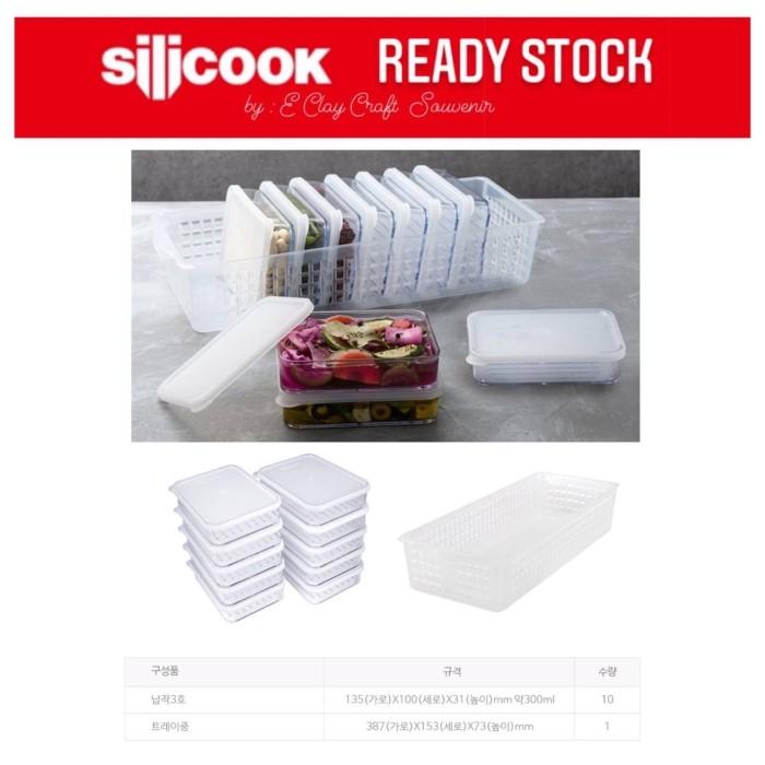 Silicook Food Container - Flat No.3 300Ml (Set 10 Pcs + Tray)