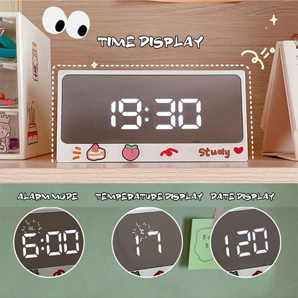 [Elegan] Jam Digital LED Cewek Jantung Meja Untuk Anak Dekorasi Rumah Mirror Clock