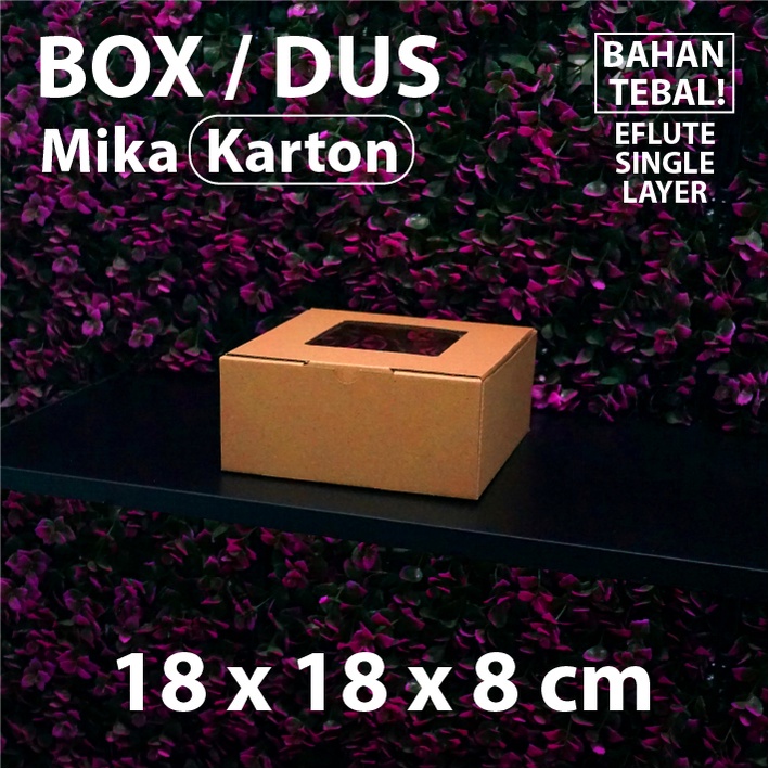 

Dus Karton Kaca 18 x 18 x 8 cm - Box Coklat - Cake atau Hampers