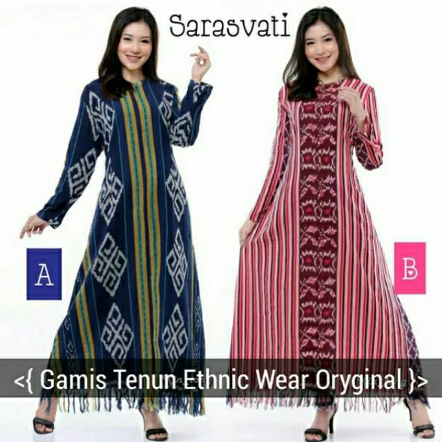 SARASVATI DRESS TENUN GAMIS ETNIK ETHNIC SUMBA TORAJA TENUN TROSO MODERN MURAH