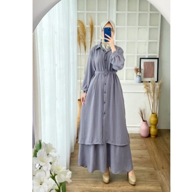 HANUM SET / SETELAN CRINKLE AIRFLOW / HANUM SET ROK CRINKLE AIRFLOW/ SETELAN TERBARU ROK / ONESET CR