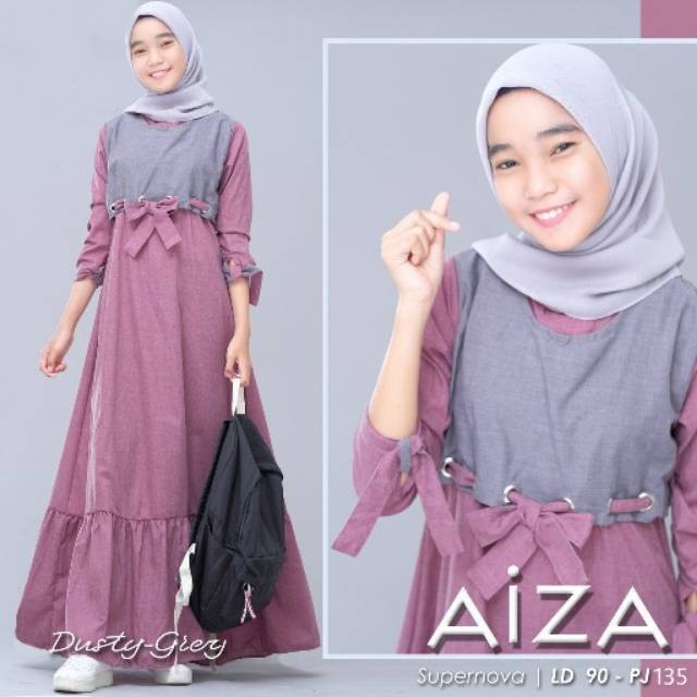 Aiza Dress Kids Bahan Supernova Usia 11-14 tahun Gamis Anak Murah Dress Remaja Tanggung 2021