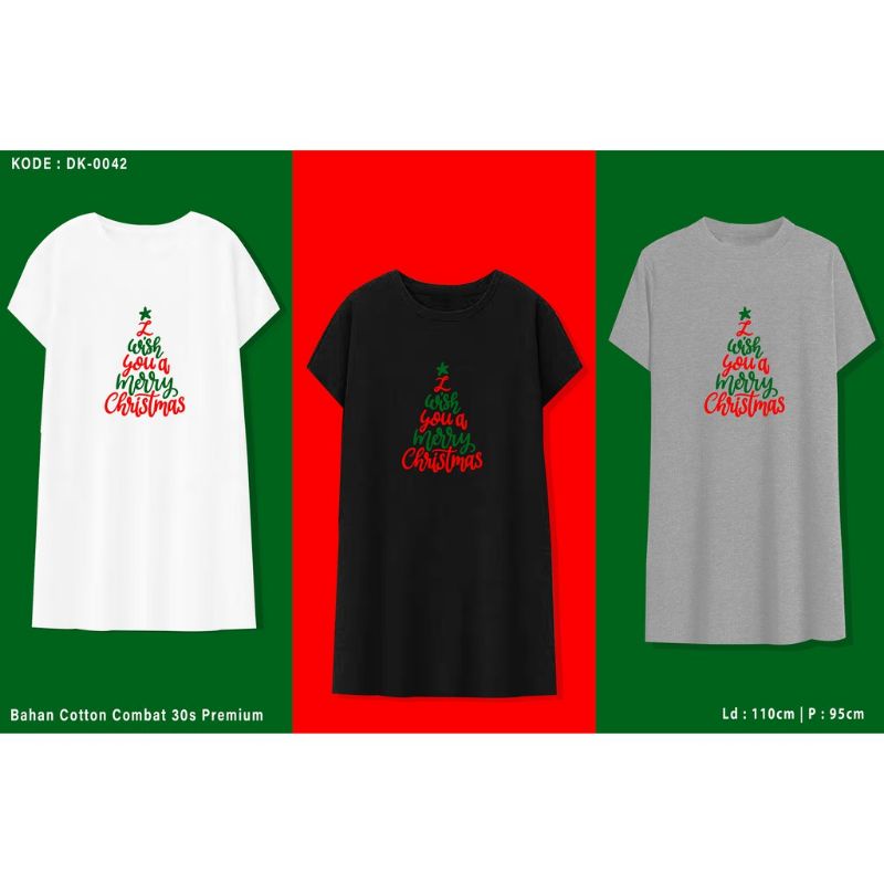 DRESS NATAL CHRISTMAS TREE FONT OVERSIZE KATUN 30S