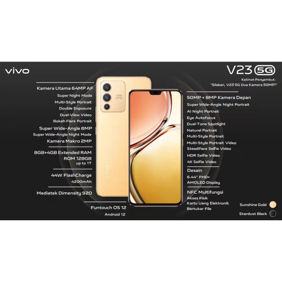 VIVO V23 5G 8/128GB SMARTPHONE - GARANSI RESMI VIVO INDONESIA