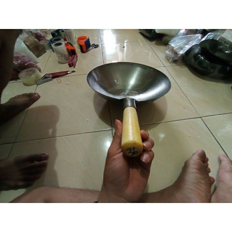 wajan/wok/plat baja putih/wajan nasi goreng 40cm gagang