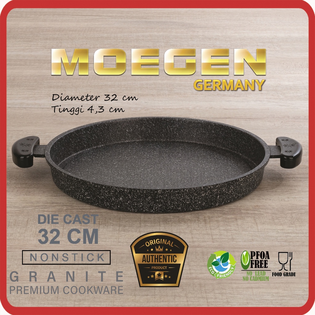 ORIGINAL MOEGEN Germany multi grill bulggi pizza roaster bbq crepe barbeque pan 32cm granite series plus kaca