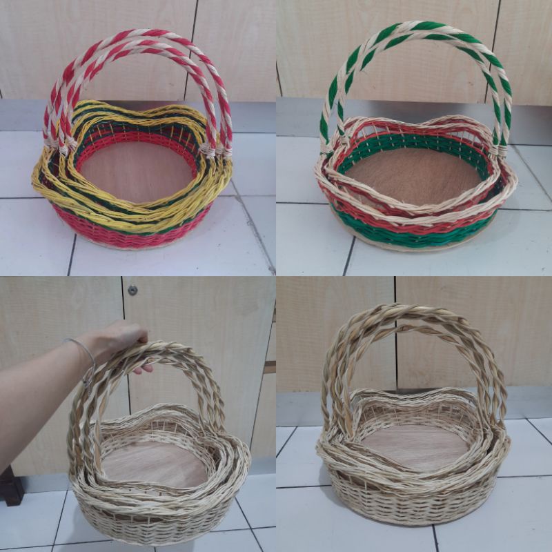 Keranjang Bulat Tangkai Keranjang Rotan Bulat Keranjang Buah Parcel