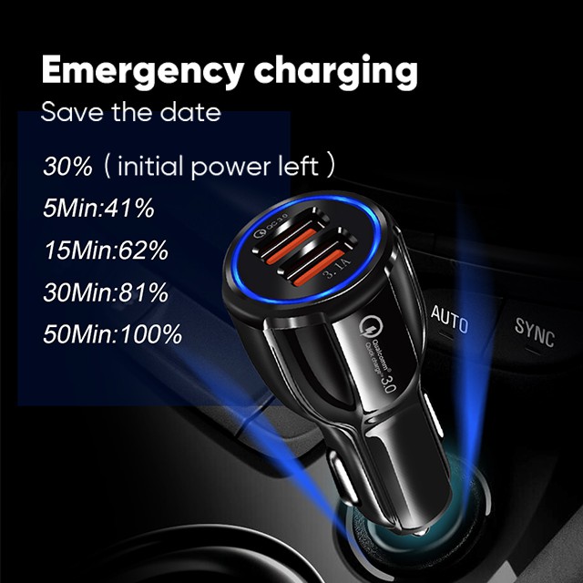 Bepop Car Charger QC3.0 Fast Charging 2 Ports Casan Mobil