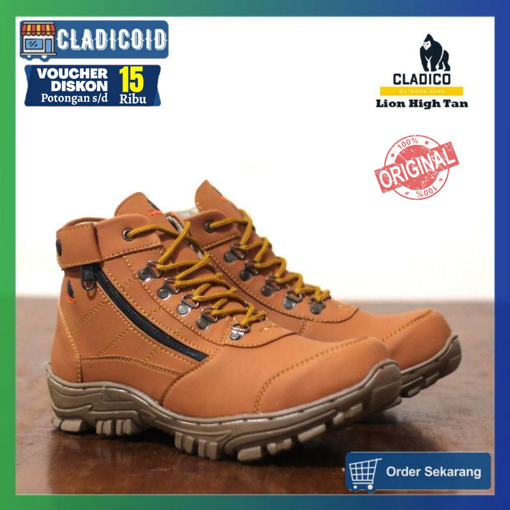 SEPATU SAFETY PRIA UJUNG BESI ORIGINAL CLADICO LION HIGH LION TINGGI OUTDOOR KERJA LAPANGAN