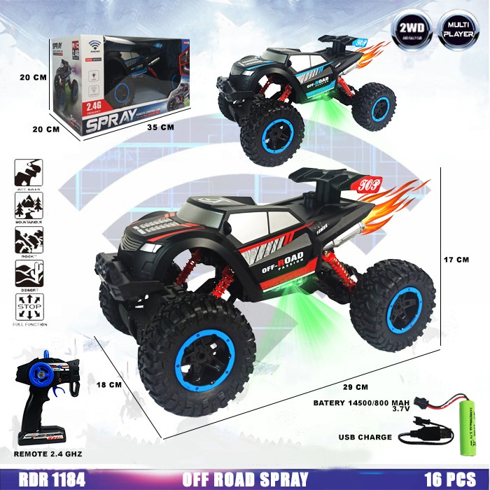 MURAH RDR1143 RDR1184 RC Asap Spray Smoke Rock Crawler Offroad Off Road Pasir Gunung Buggy Mainan Anak Mobil Remote Control Radio Control Hobi Koleksi Remot Kontrol Besar Jumbo Murah Off Road RADAR