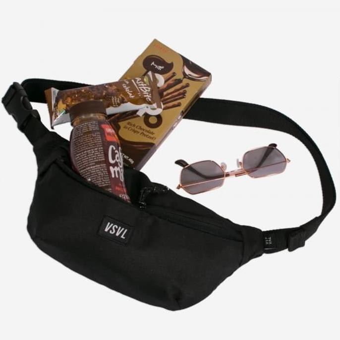 -SIAP KIRIM- VISVAL RUSH WAIST BAG TAS SELEMPANG SLING PRIA WANITA MURAH VSVL ORI - HITAM