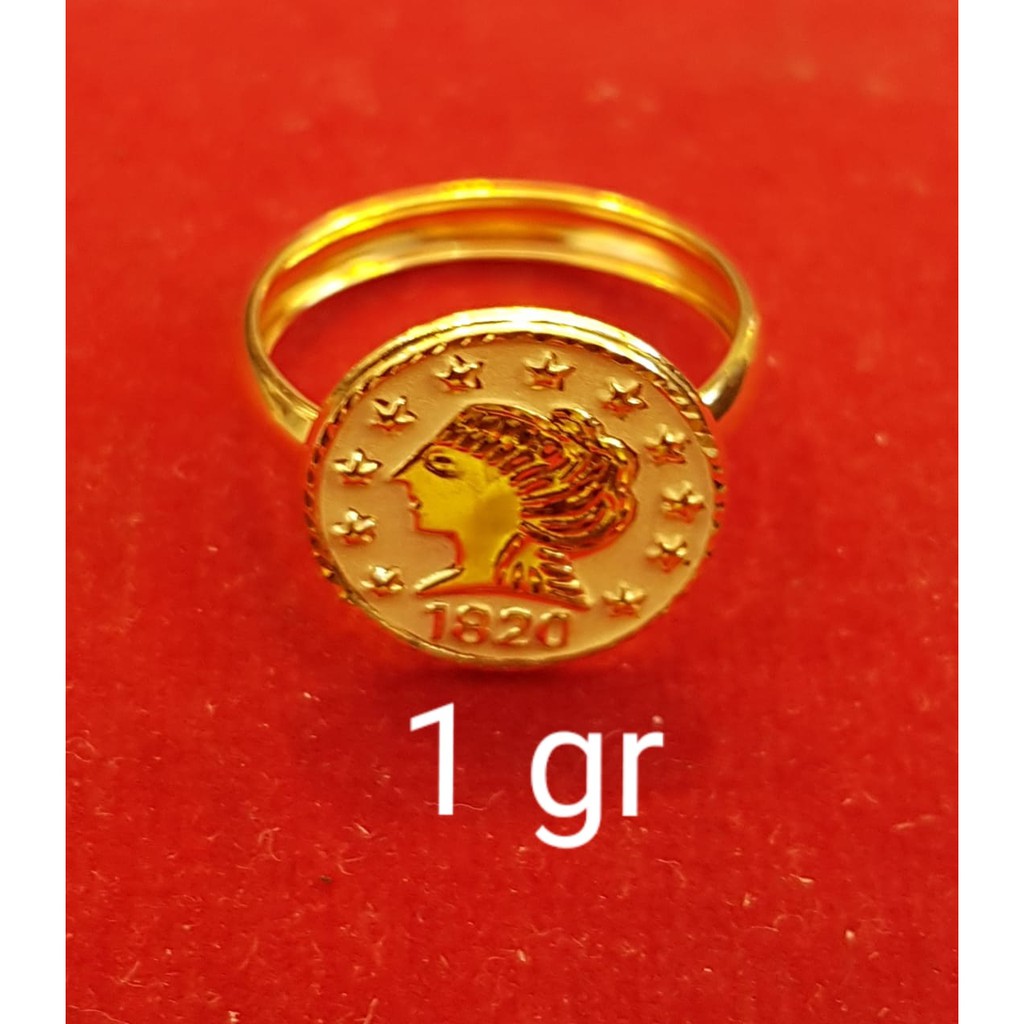 cincin anak dan dewasa emas asli model koin uang pawon kadar 700 70% dollar 10 11 12 13 14 15 16 17 18 paun