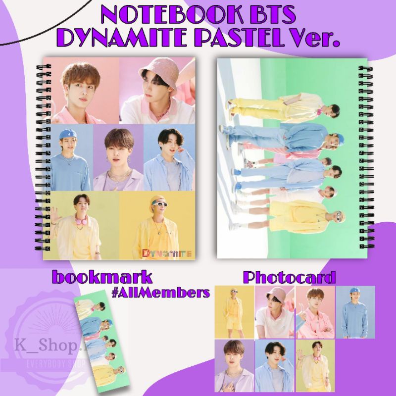 

[Unaverse] NOTEBOOK A6 (14.8×10.5)cm BTS DYNAMITE PASTEL Jungkook Taehyung Suga Buku Murah