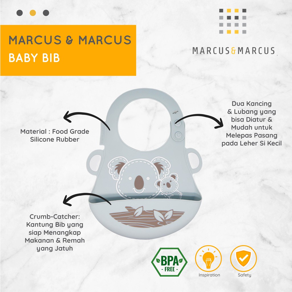 Celemek Makan MPASI Bayi Premium Marcus and Marcus Baby BIB