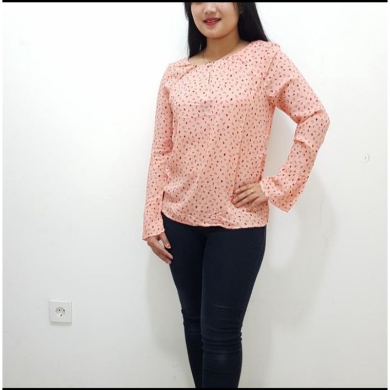 Blouse wanita Isuga Motif Orange