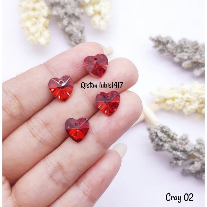 Crystal pendant love 10mm 12pcs