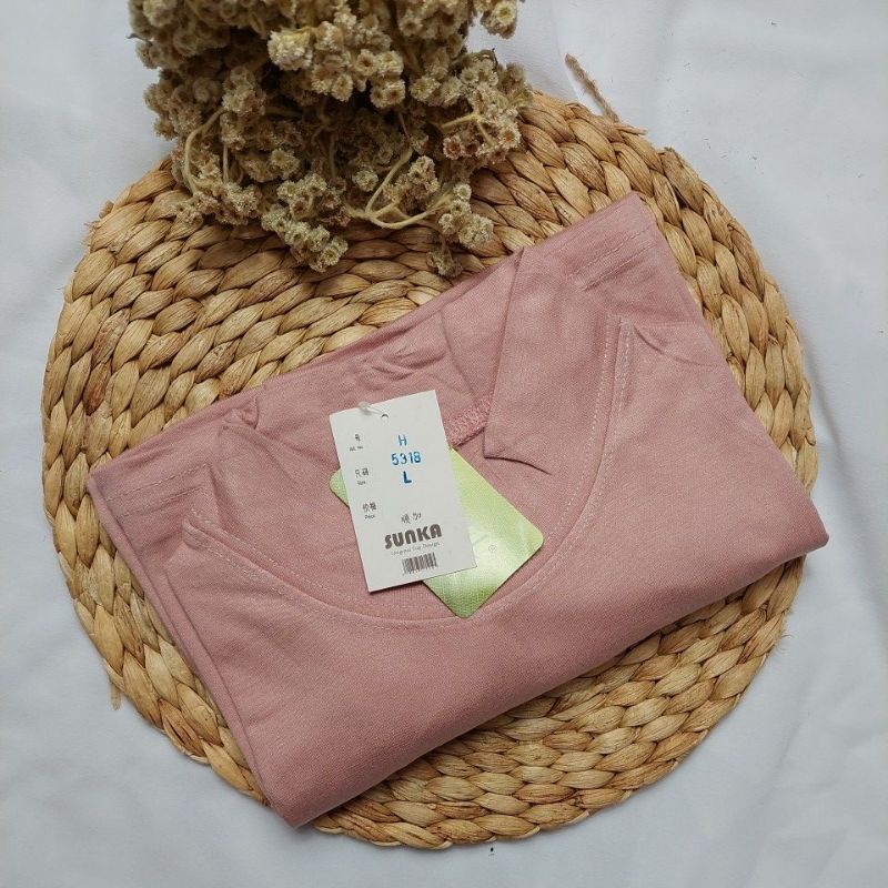 manset kerah Sunka/manset badan wanita/ manset kaos premium/ manset sunka part 1-Soft peach