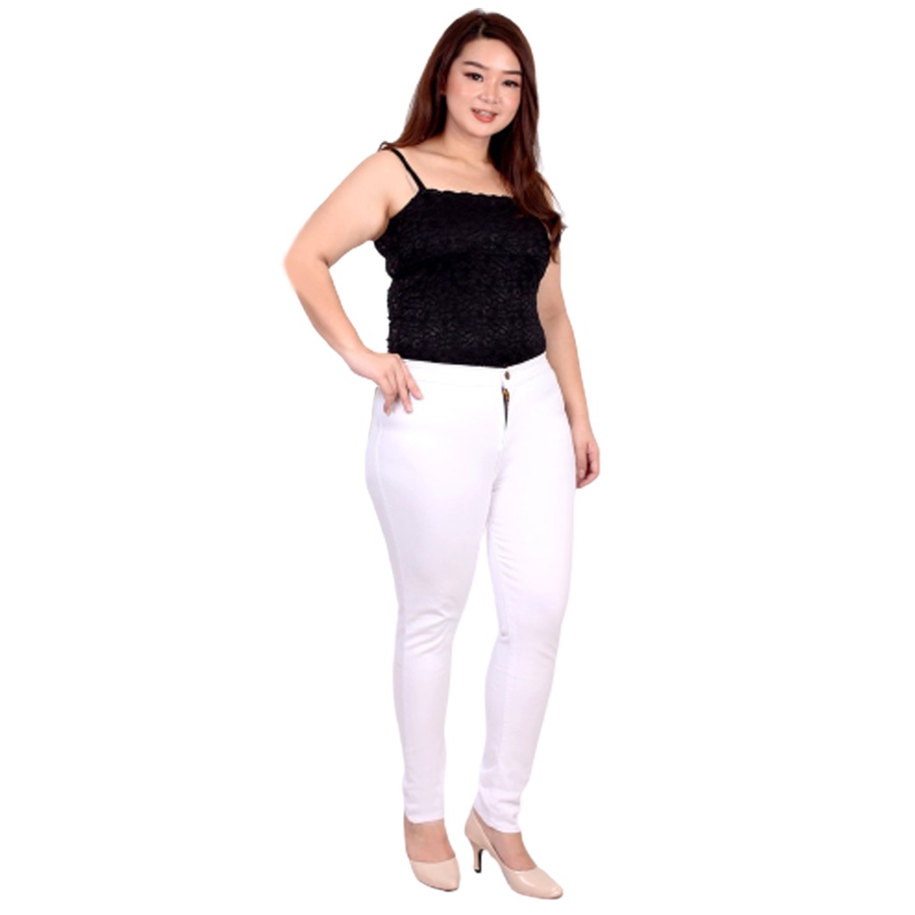 Celana Jumbo Highwaist Cotton Strench / Celana Jumbo Highwaist warna PUTIH