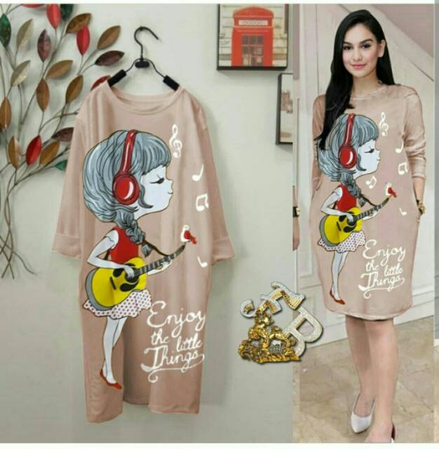 TUNIK MUSIC GIRL FIT TO XL-XXL