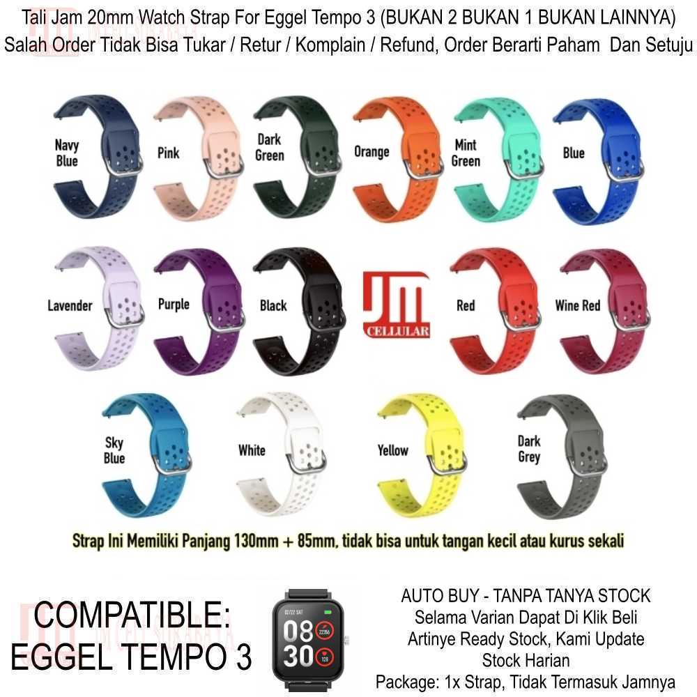 R33 Watch Strap Eggel Tempo 3 Kotak - Tali Jam Tangan 20mm Sport Rubber Silikon