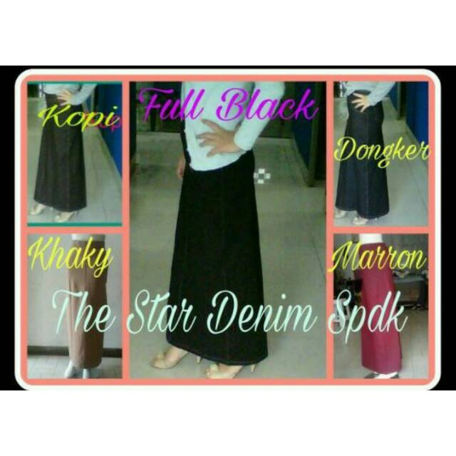 PELANGI RAINBOW MERAH KUNING HIJAU ROK BAWAHAN MURAH WQT/ Rok panjang Bahan denim Bahan tebal dan