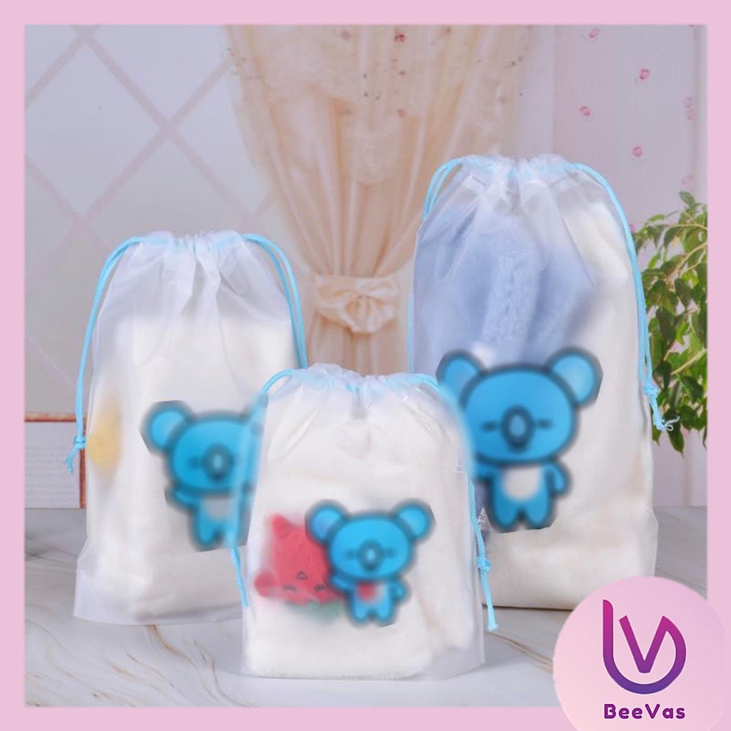 BV.ID PART2 PK058 Organizer Serbaguna Travel Pouch Tali Serut Tas Wadah WaterProof Karakter Lucu