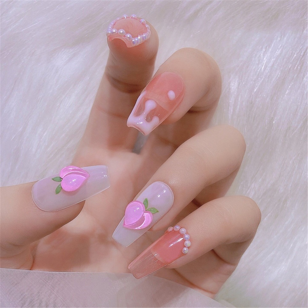 10 Pcs Perhiasan Dekorasi Nail Art 3D Bentuk Hati Bahan Resin Untuk Wanita