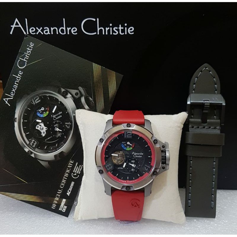 Alexandre christie Pria Ac 6295 Otomatis Limited Edition Titanium Jam Tangan Alexandre Christie Pria