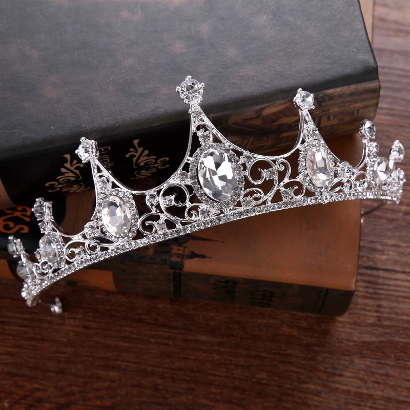 Tiara Mahkota Princess Bahan Alloy Warna Silver untuk Wanita