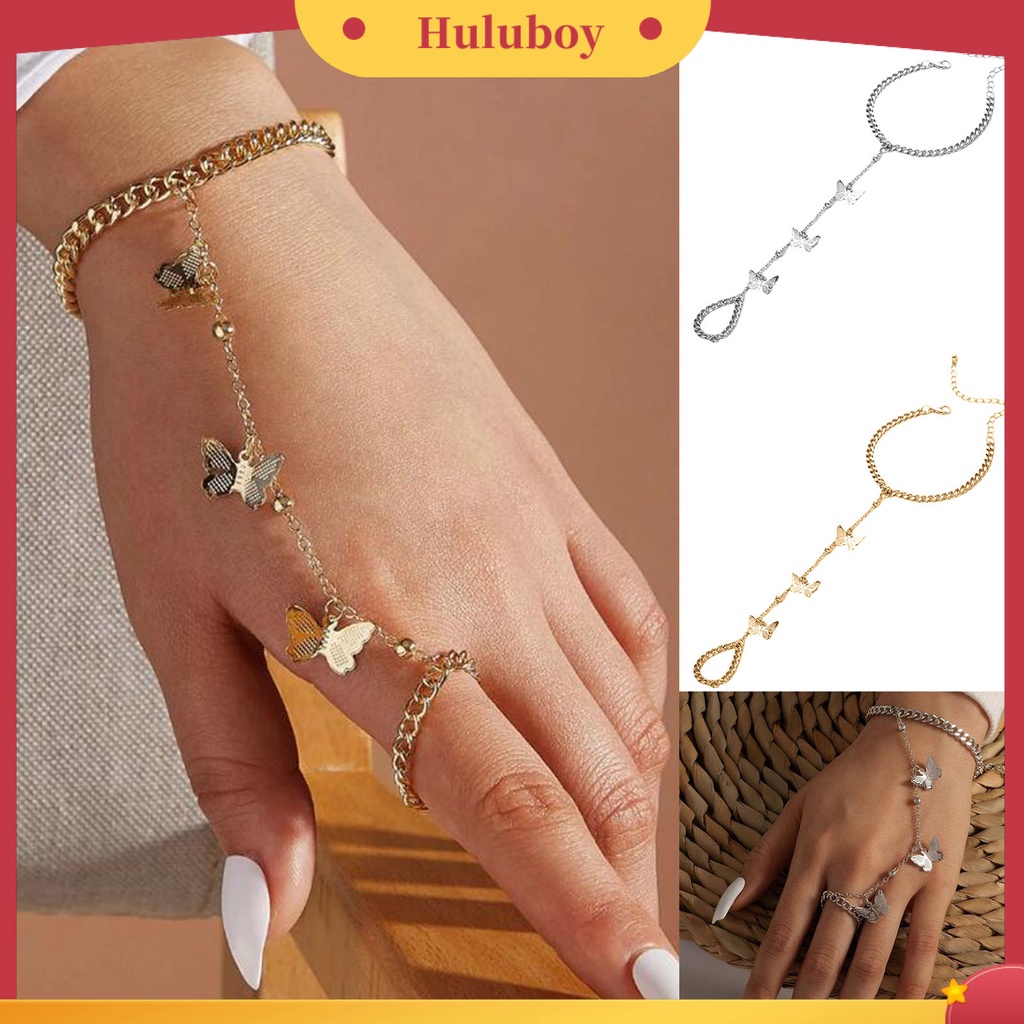 Hu Hu Hu Hu Hu Alat Bantu Pasang Kacamata♡ Gelang Cincin Desain Butterfly Adjustable Tahan Lama Gaya Hip hop Untuk Wanita