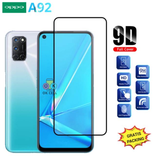 Tempered Glass Full Screen Guard Oppo A92 TG Anti Gores Pelindung Kaca Layar Premium